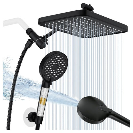 12" Wide Rain Shower Head With Filtered Handheld Combo
