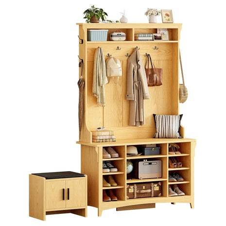 Ironck 6-in-1 Large Entryway Bench With Coat Rack