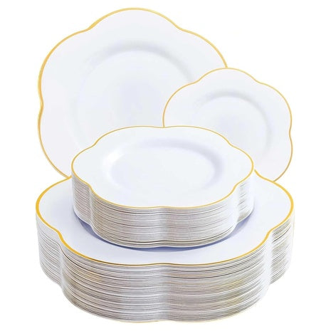 100 Heavy Duty White Plastic Plates