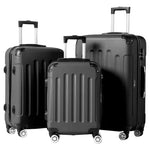 3-Piece Zimtown Hardside Lightweight Spinner Black Luggage Set