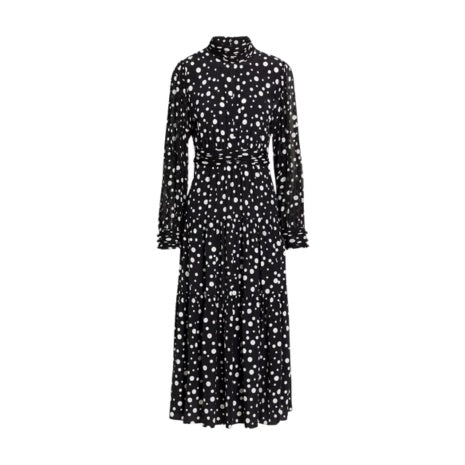 DVF Polka-Dot Crepe De Chine Midi Dress