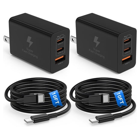 2 100W Super Fast Chargers With 2 10ft Cables