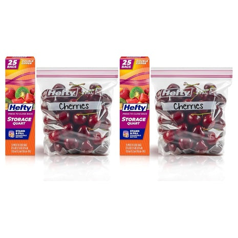 50 Hefty Quart Press-To-Close Storage Bags