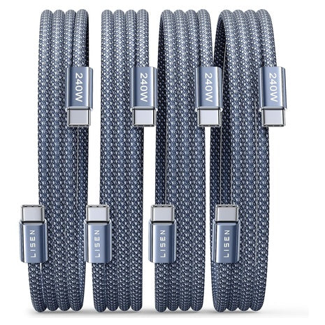 4-Pack Lisen 240W USB-C to USB-C Cables