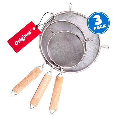 Set Of 3 Extra Fine Stainless Steel Premium Strainers