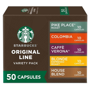 50 Starbucks by Nespresso Original Line Variety Pack Coffee pods