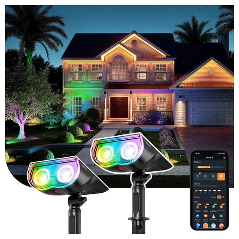 2-Pack Smart Solar Color-Changing Spot Lights