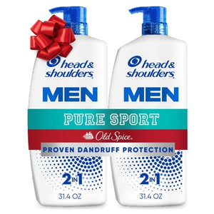 2 Old Spice Pure Sport 2-in-1 Anti-Dandruff Shampoo & Conditioner Bottles (31.4oz)