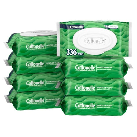 336-Count (8pk X 42ct) Cottonelle GentlePlus Flushable Wet Wipes W/ Aloe (GentlePlus)