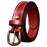 Women's Full Grain Leather Gold Buckle Belt