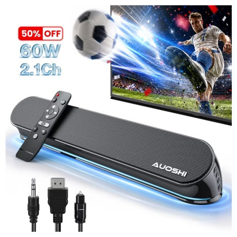 AUOSHI 2.1-Ch Small Soundbar W/Subwoofer & Bluetooth