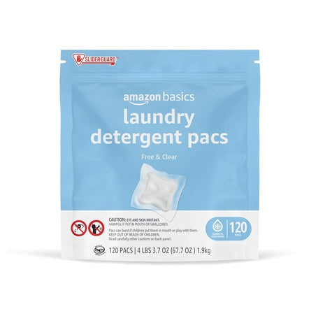 120-Count Amazon Basics Hypoallergenic Free & Clear Laundry Detergent Pacs