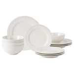 12-Piece Mainstays Darby Stoneware Dinnerware Set (Vanilla Dream)