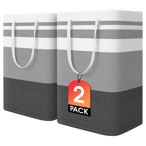 2-Pack Large 75L Laundry Basket w/ Extended Handles