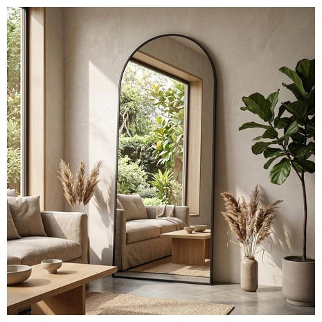 58"x19" Full-Length Arched Floor Mirror With Stand