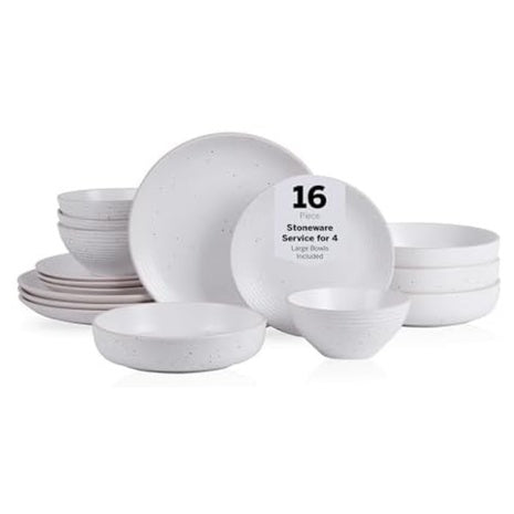 16-Piece Stone Lain Lauren Modern Stoneware Round Dinnerware Set