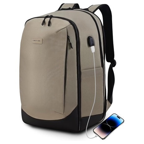 OPOALO 50L Waterproof Travel Backpack With USB Charging (Brown)