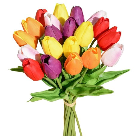 20-Piece 13.5" Mandy's Multicolor Artificial Tulips Flowers