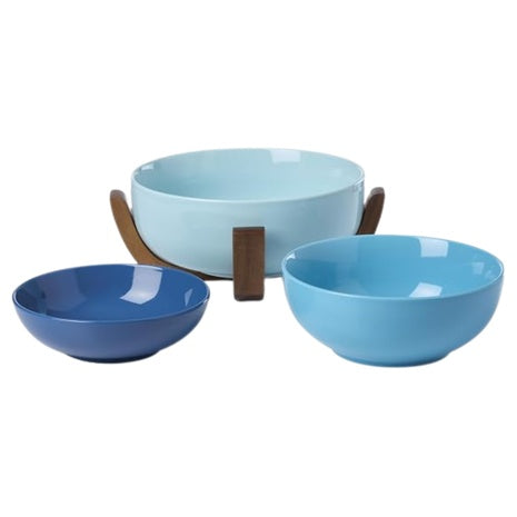 4-Piece Oneida 24 Turquoise Porcelain Nesting Bowl Set