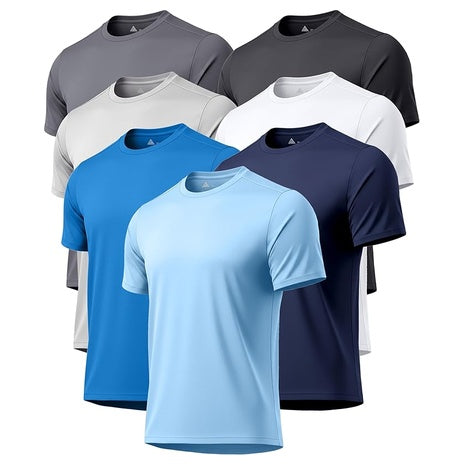 7-Pack Moisture Wicking Short Sleeve Workout T-Shirts