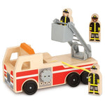 Melissa & Doug Wooden Fire Truck w/ 3 Firefighter Play Figures