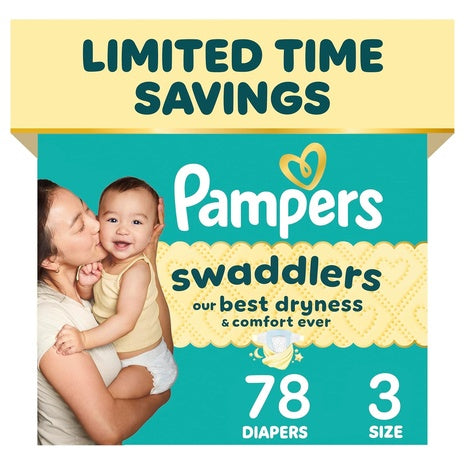 78 Pampers Swaddlers Size 3 Diapers