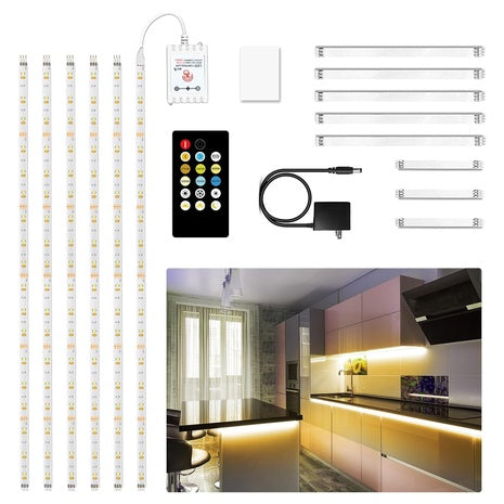 6-Pieces 9.8Ft LED Strip 2700K-6500K Cabinet Lights