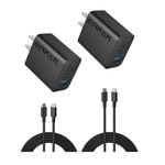 2-Pack Anker 20W Dual Port USB Fast Wall Charger & USB-C Cables