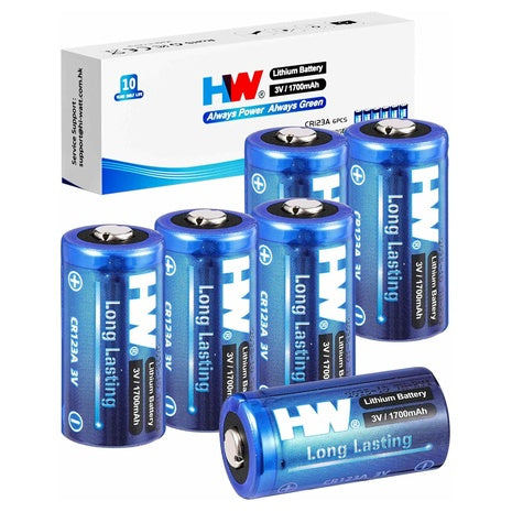 6-Pack HW CR123A 3V 1700mAh Lithium Batteries