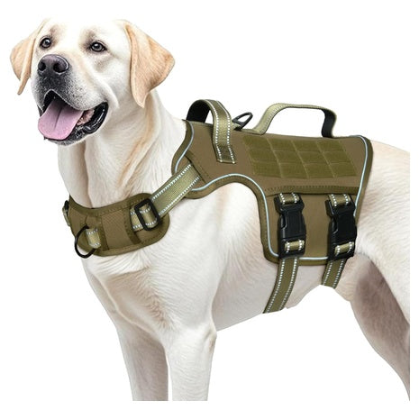 Tactical No-Pull Dog Harness W/ Molle System & Reflective Strips