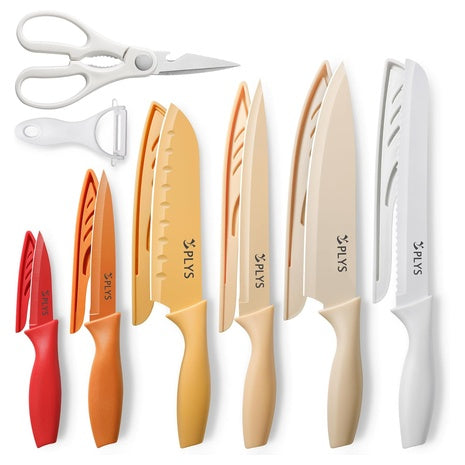 14-Piece Stainless Steel Kitchen Knife Set with Covers