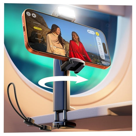 LISEN Airplane Phone Stand Holder with Built-in LED Night Light (Black)