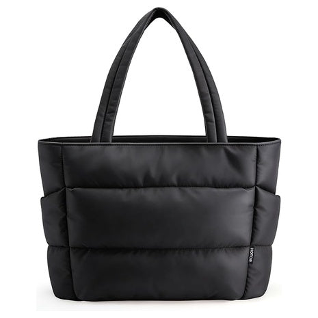 HOTOR Puffer Multi-Pocket Lightweight Tote Bag (Black)