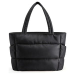HOTOR Puffer Multi-Pocket Lightweight Tote Bag (Black)