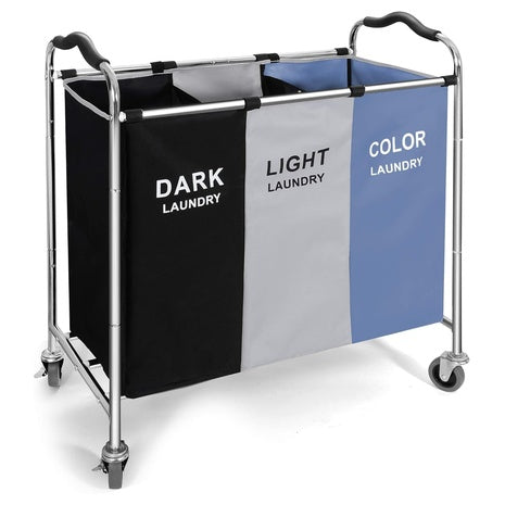 3 Section Laundry Hamper With Wheels