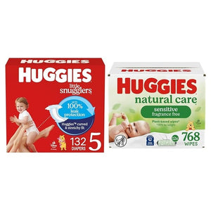 Size 5 Huggies Little Snugglers, 132 Diapers + 768 Wipes