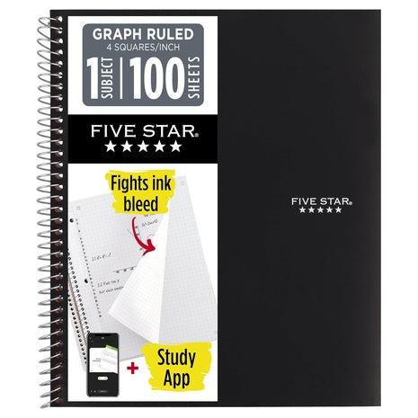 Five Star 1-Subject Spiral Notebook (100 Sheets)