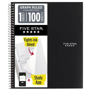 Five Star 1-Subject Spiral Notebook (100 Sheets)