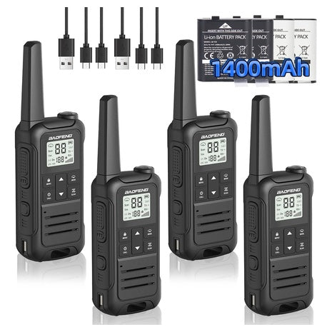 4 Rechargeable Long Range Walkie Talkies