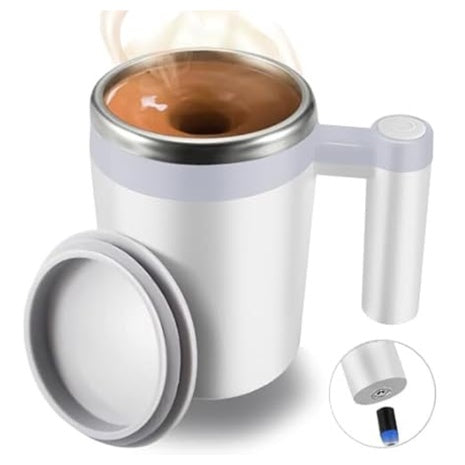 Rechargeable Auto Magnetic Coffee Mug With 2-Piece Stir Bar