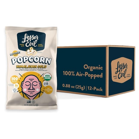 12 LesserEvil Himalayan Gold Salt Organic Popcorn