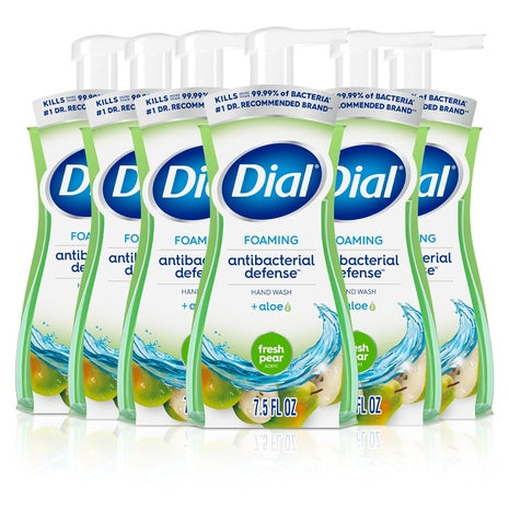 6 Bottles Dial Antibacterial Foaming Hand Soap Fresh Pear Scent