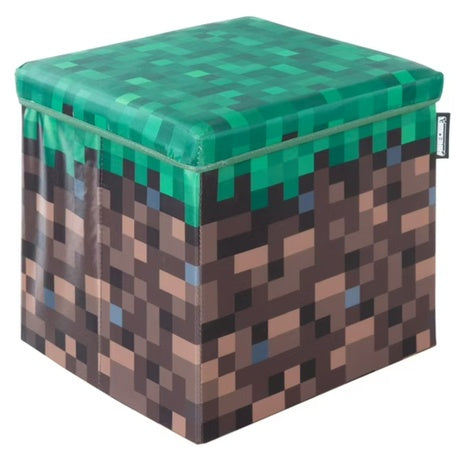 Minecraft Pixel Grass Block Collapsible Storage Ottoman