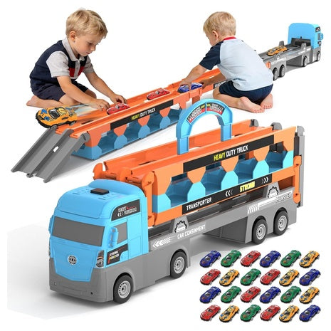 2-in-1 Foldable Race Track Truck Car Playset