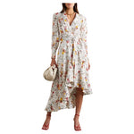 Zimmerman Asymmetric Ruffled Floral-Print Midi Wrap Dress