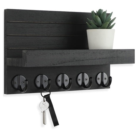 5-Hook Key Holder With Mail Shelf