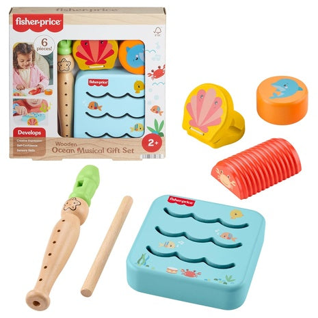 Fisher Price Wood Toddler Toys Ocean Musical Instruments Set
