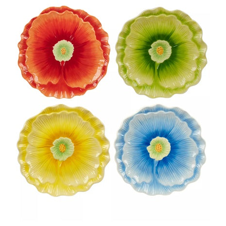 4-Piece 3-D Floral Dessert Plates Blossom Set