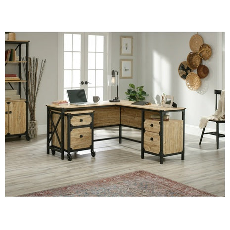 Sauder Steel River Milled Mesquite Finish L-Shaped Desk