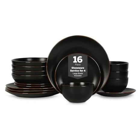 16-Piece Stone Lain Brasa Modern Stoneware Dinnerware Sets